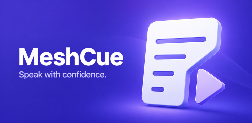 MeshCue logo and prompt symbol